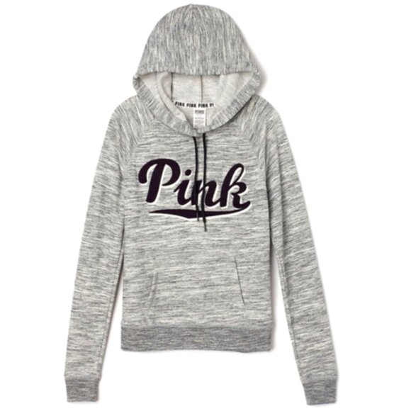 PINK Victoria's Secret Tops - Victoria's Secret Pink Retro 70s Graphic Logo Lounge Y2K Athleisure Hoodie L